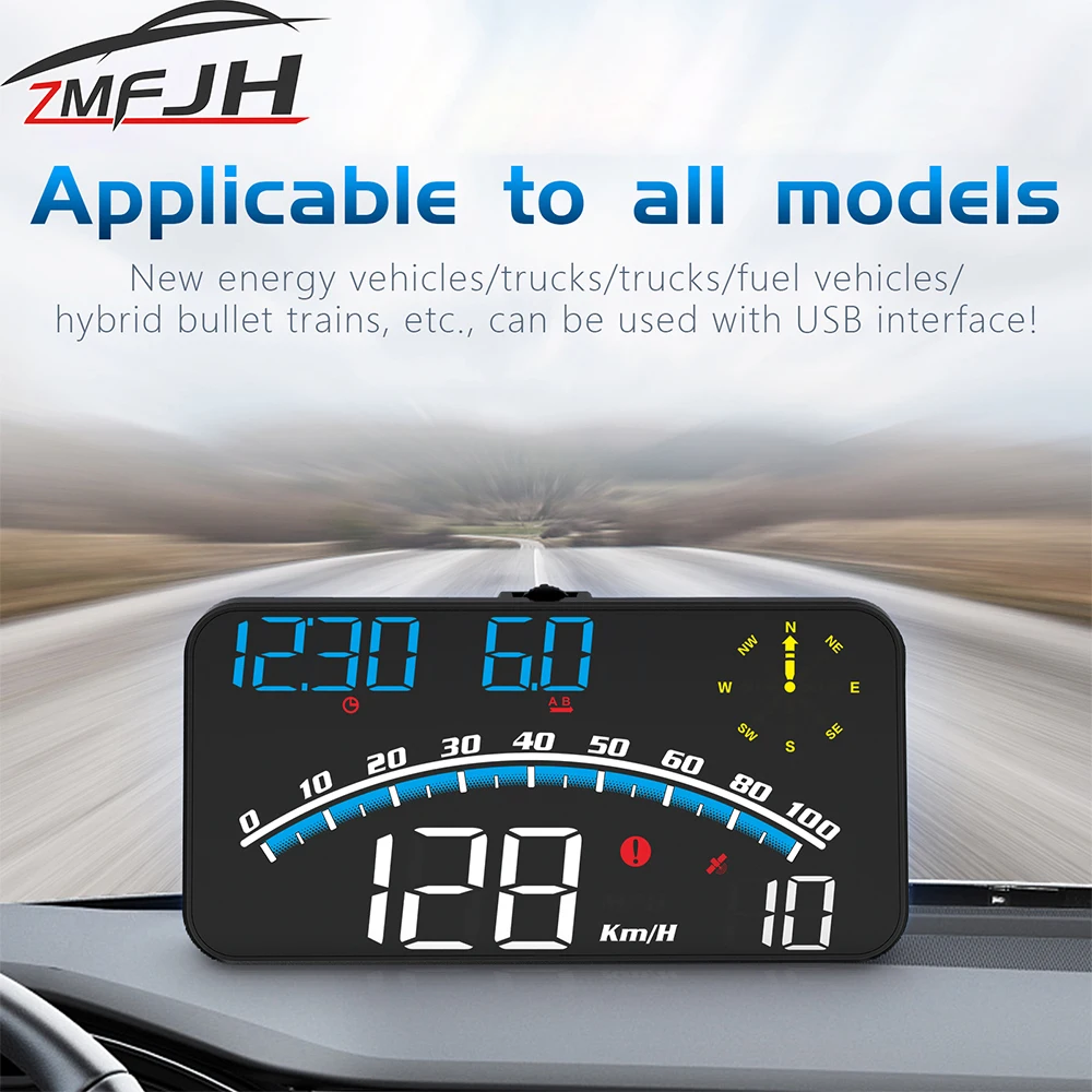 HUD GPS para coche con velocímetro digital y alerta de exceso