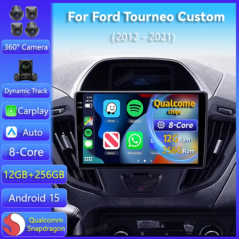 Android Auto 2Din Ford Tourneo Transit 2012-2021 GPS cámara 360
