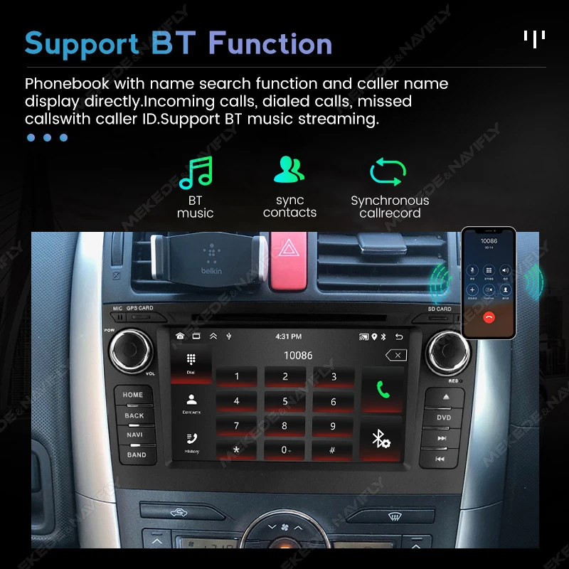 MEKEDE 7 "Android Auto Carplay Radio reproductor Multimedia para Toyota Auris 2006 - 2012 BT navegación GPS Autoradio estéreo - imagen 5