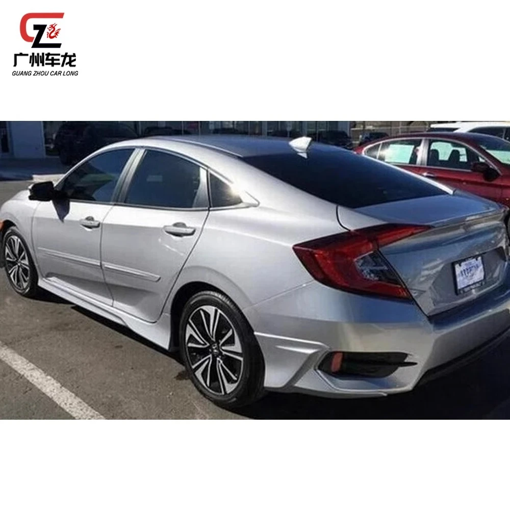 Para Honda Civic 2016-2017 esquina delantera esquina trasera dos estilos falda lateral Material ABS modificar directo de fábrica kit de carrocería de coche - imagen 4