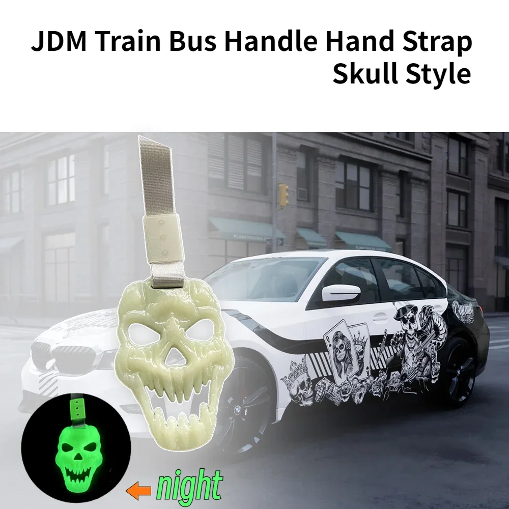 TOPJDM Correa tsurikawa de mano para manillar - corazon y calavera