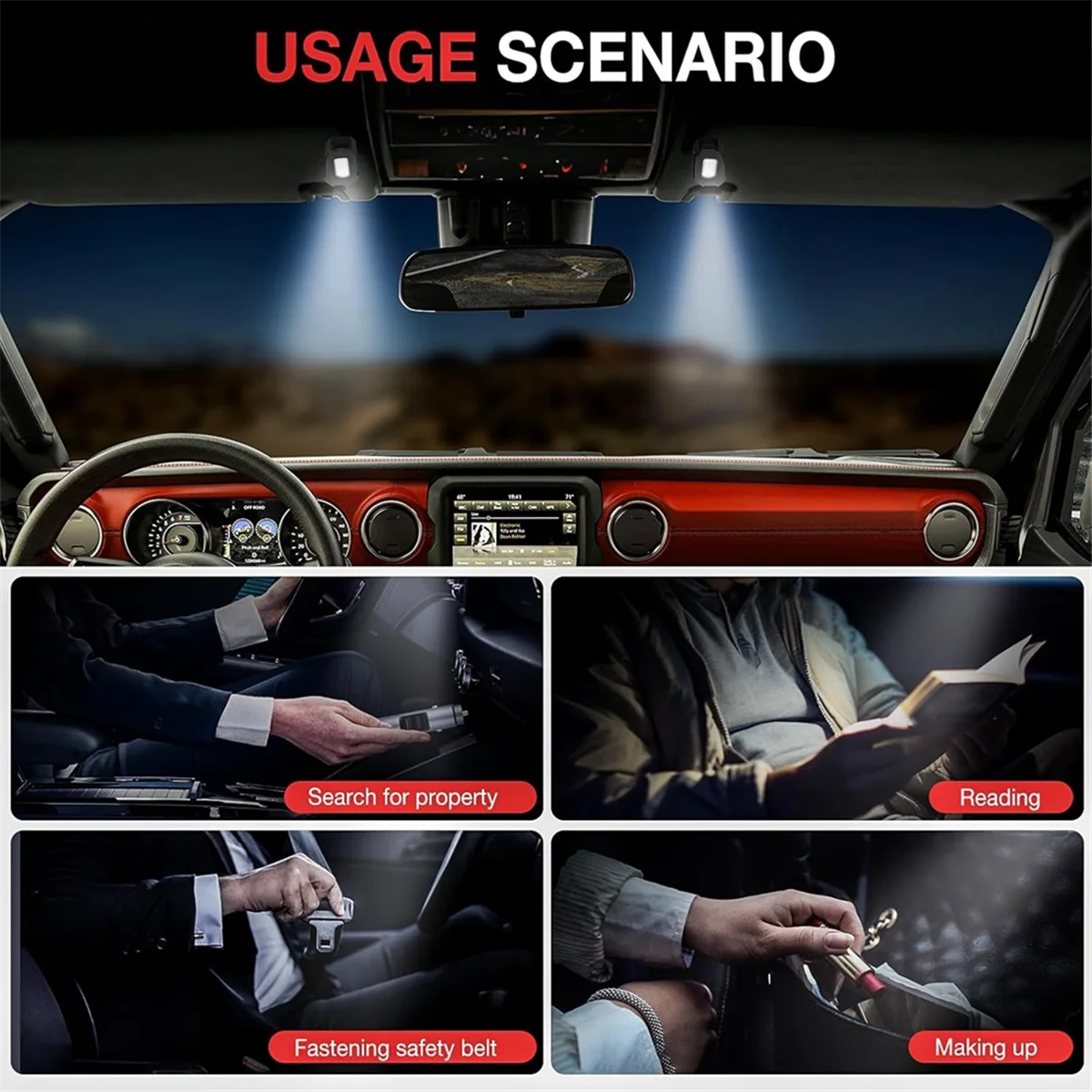 Luz LED de lectura delantera para Jeep Wrangler JL y Gladiator JT