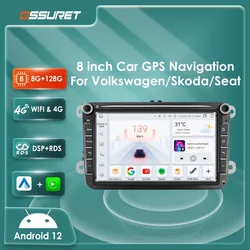 Radio Android 12 8 pulgadas con GPS para VW, Seat y Skoda