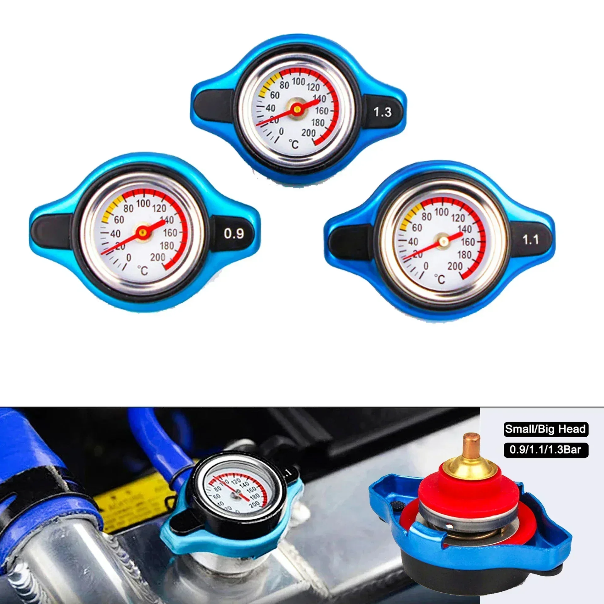 Tapa radiador termo roja con medidor temperatura – Universal - imagen 4