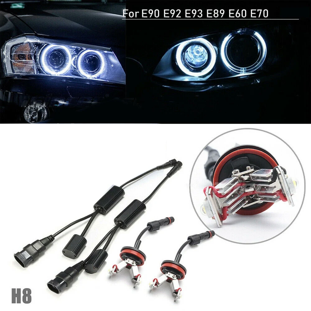 LED H8 Angel Eyes blancas para BMW E90, E92, E93, E89, E60 y E70 - imagen 2