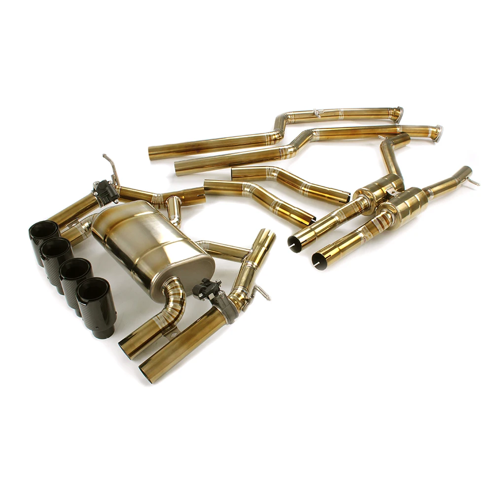 Tuning de escape Catback de titanio para BMW M3/M4 F80/F82 S55 3,0 T 2014-2018 sistema de coche Catback Valvetronic de tubo medio de longitud igual - imagen 3