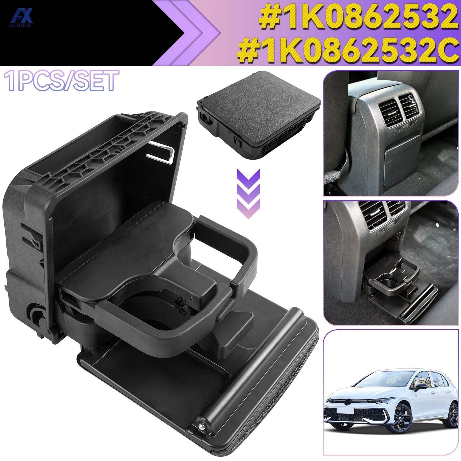 Reposabrazos de consola Central, portavasos trasero para VW Jetta MK5 GOLF GTI MK5 6 RABBIT EOS 2006-11 1K 0862532   1K 0862532 C 1K 0862532 F F F