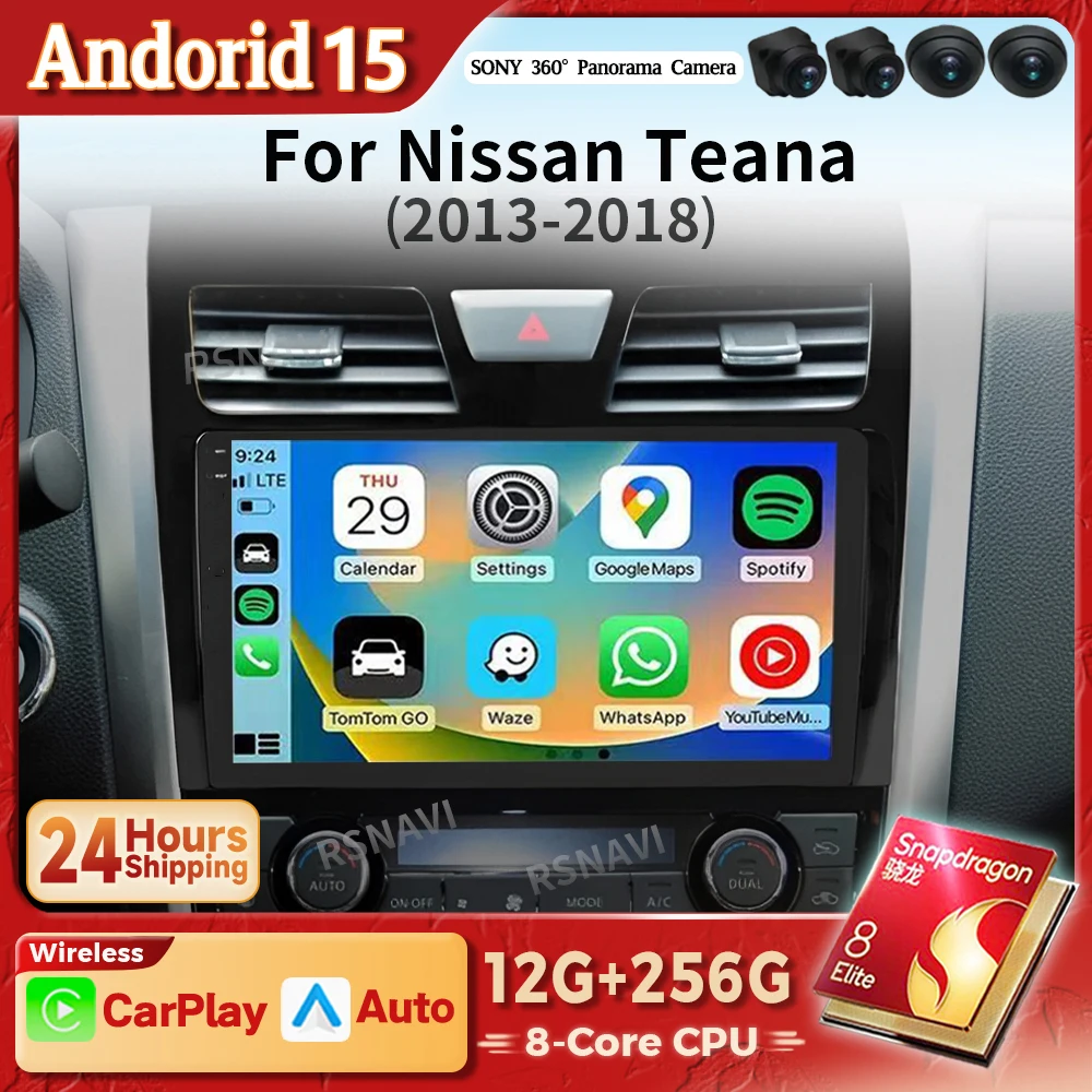 Radio multimedia Android 15 con CarPlay para Nissan Teana 2013-2018