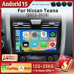 Radio multimedia Android 15 con CarPlay para Nissan Teana 2013-2018