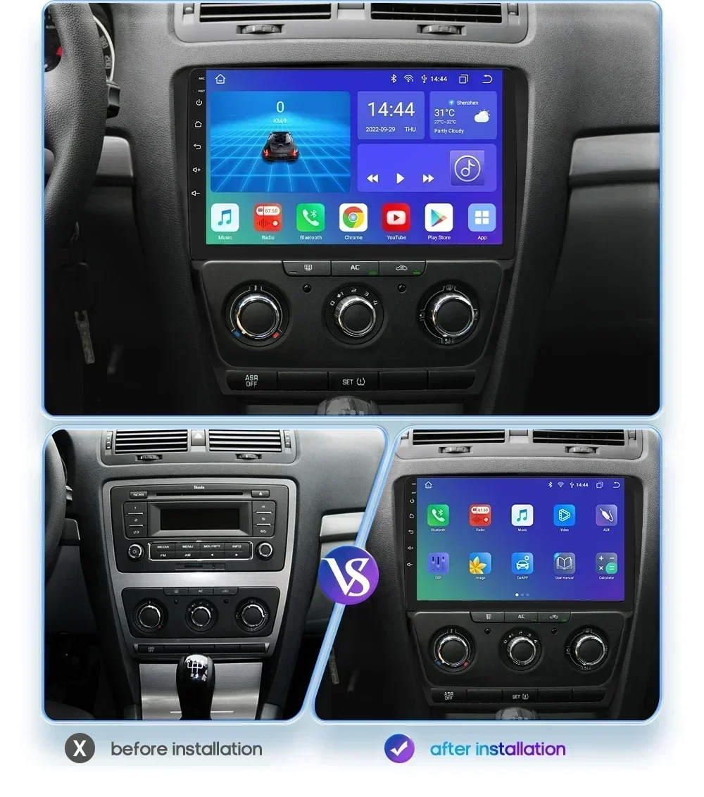 Autoradio Android 13 2 DIN GPS 10,1" para Skoda Octavia A5 - imagen 3