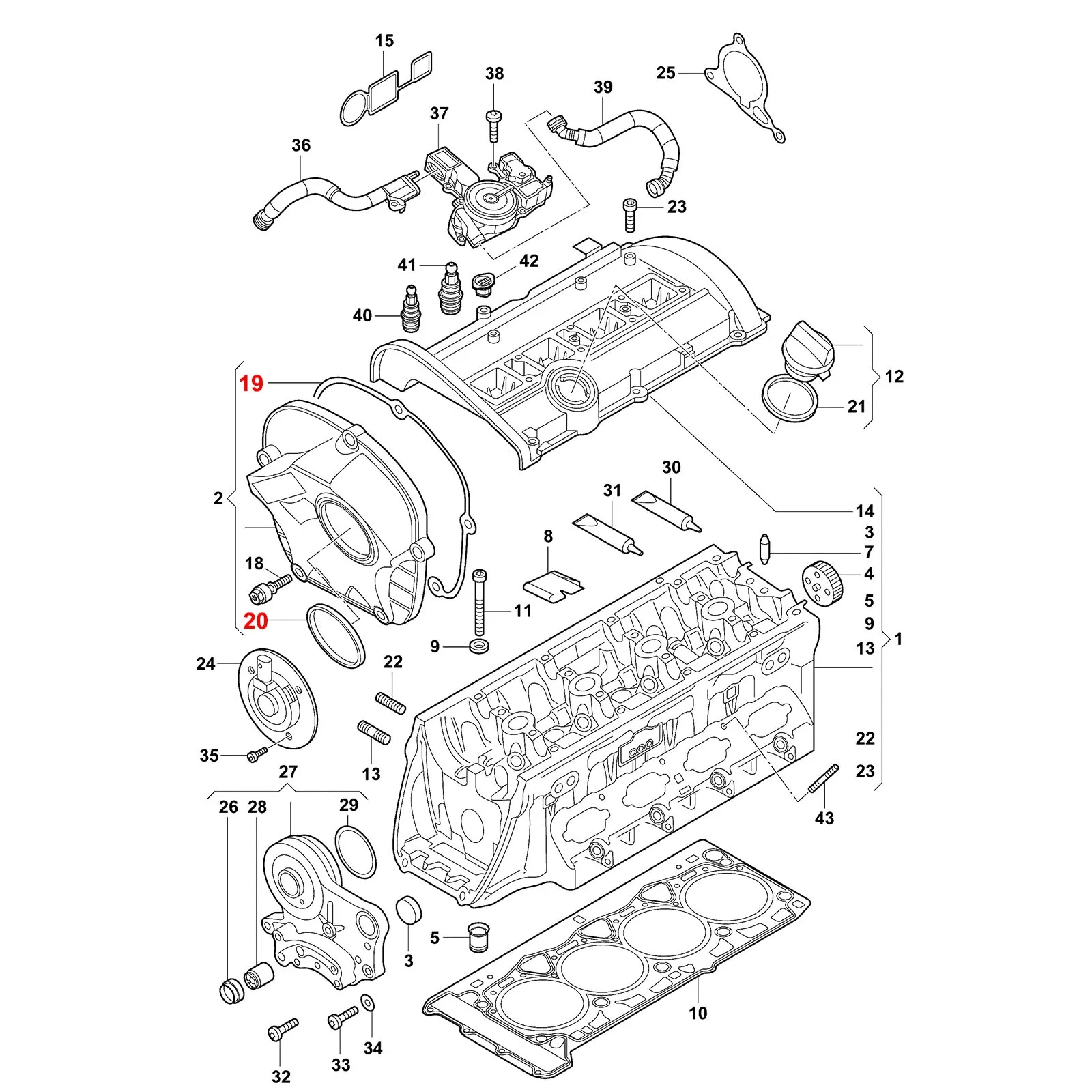 Junta de cubierta de cadena de distribución superior para coche, sello para Audi A3, A4, Quattro, TT, VW, Passat, Golf 5, 6, Jetta, Tiguan, 06H103483C, 06H103483D - imagen 2