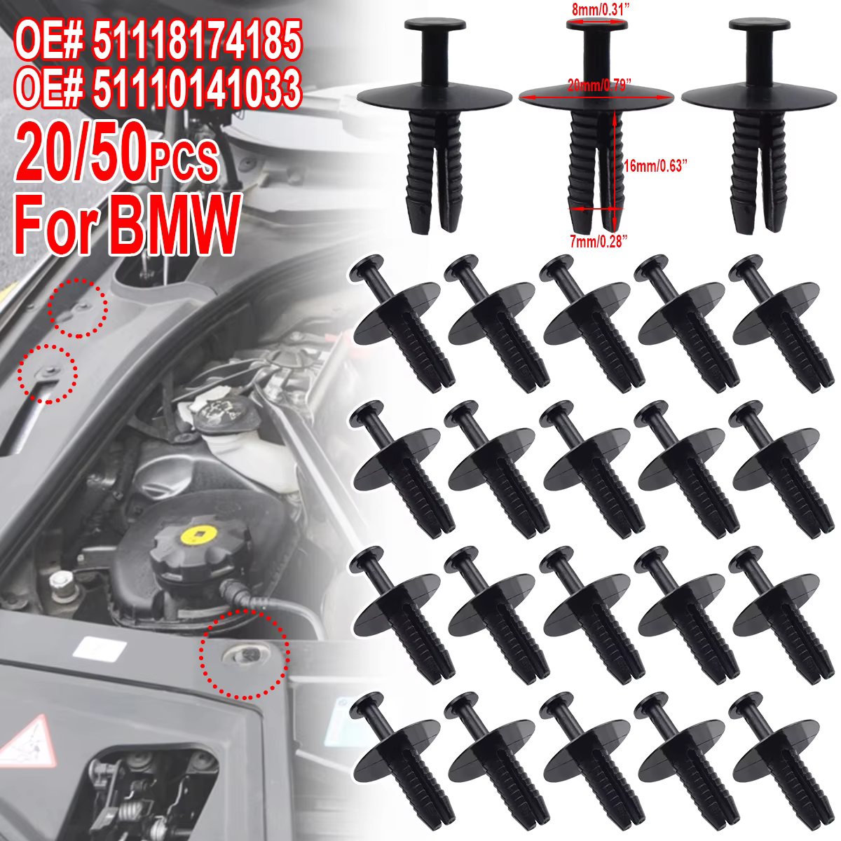 BMW 51118174185 – Clips de carrocería para E46, E93 y F10