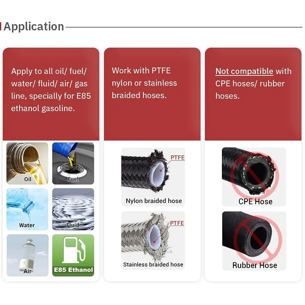 Racord giratorio PTFE para manguera combustible – Adaptador aceite 0°-90° - imagen 4