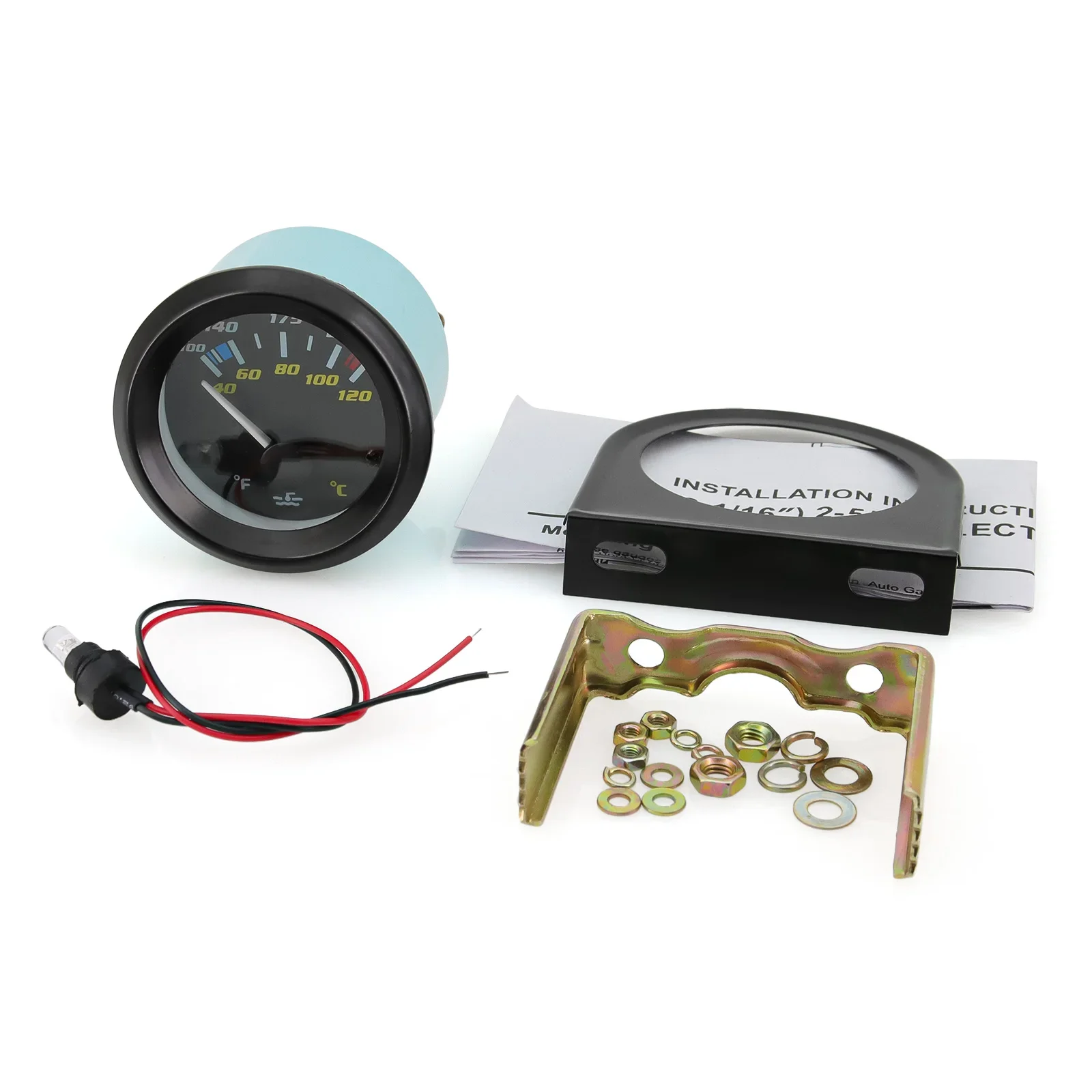 Medidor de temperatura de agua/temperatura de aceite/prensa de aceite/prensa de aceite/voltios/medidor de nivel de combustible negro de 52MM con soporte Pod para coche de gasolina 12V - imagen 5