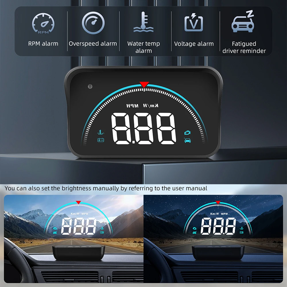 M8 HUD pantalla heads-up con alarmas RPM velocidad y temperatura - imagen 5