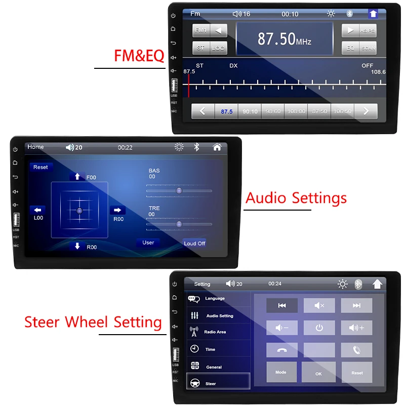 Hippcron Radio coche 9" MP5 1Din pantalla táctil Bluetooth MirrorLink - imagen 5