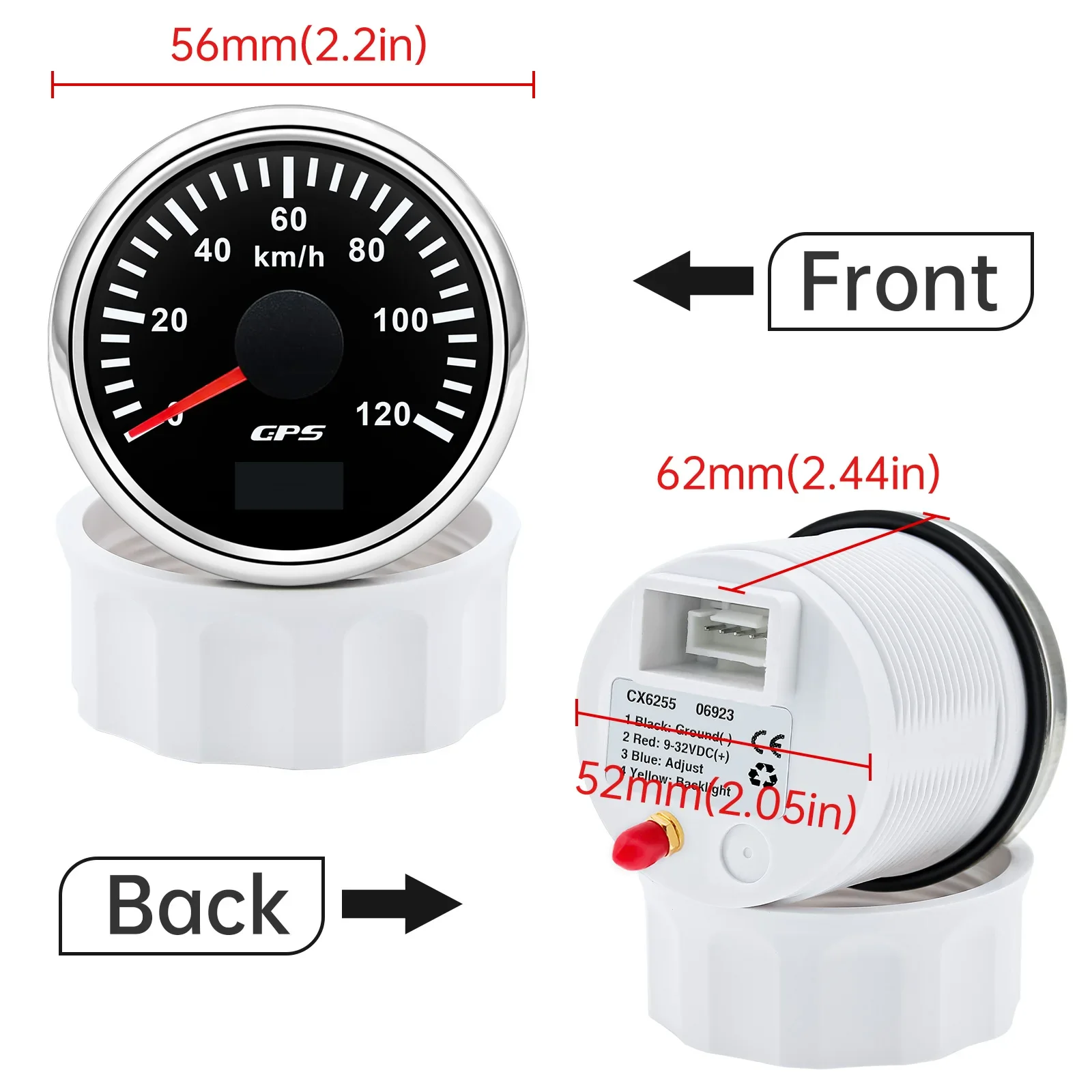 Velocímetro GPS digital 52mm con antena y luz RGB para auto y camión - imagen 3