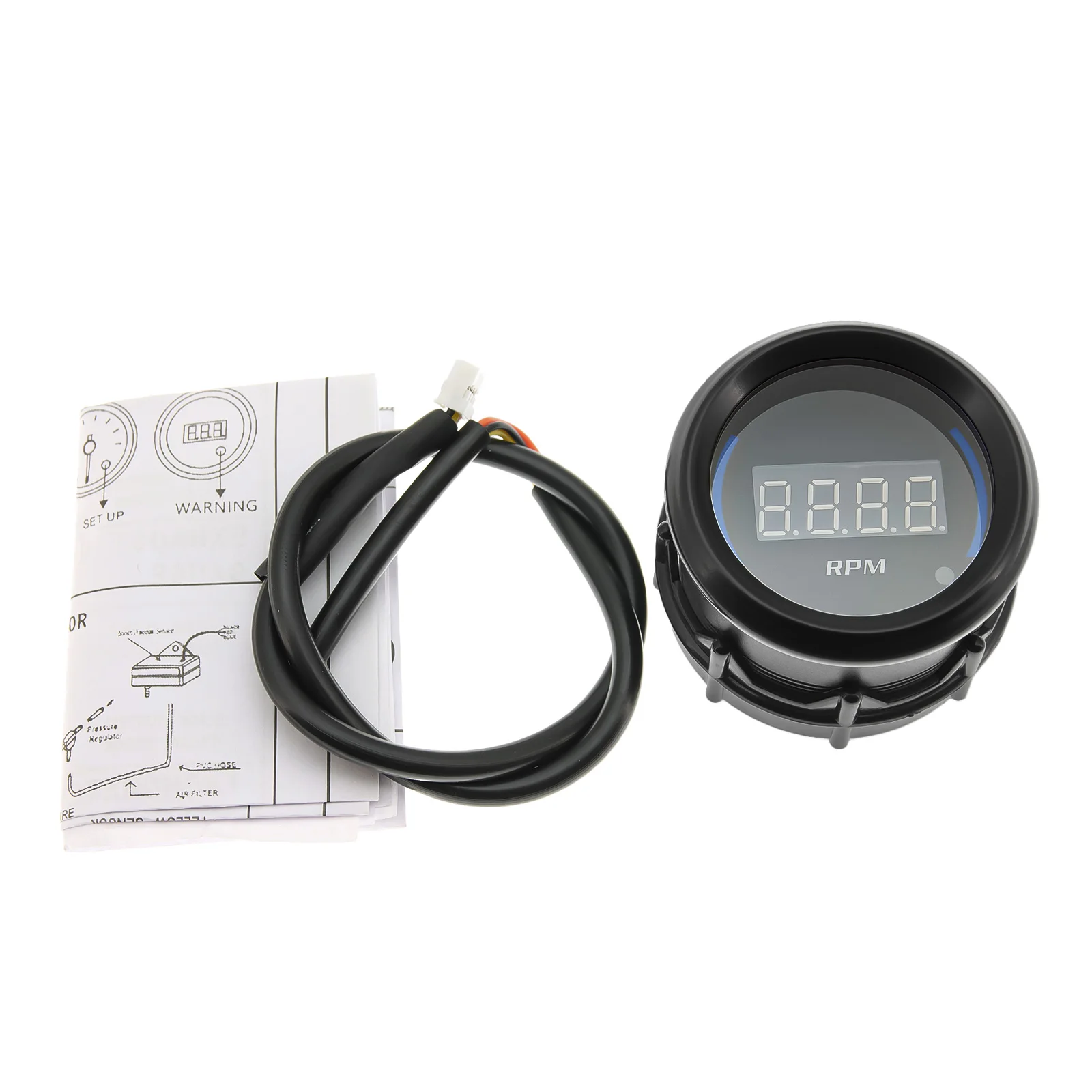 Tacómetro 52 mm 0-9000 rpm con LED azul 12 V para 1-8 cilindros - imagen 5