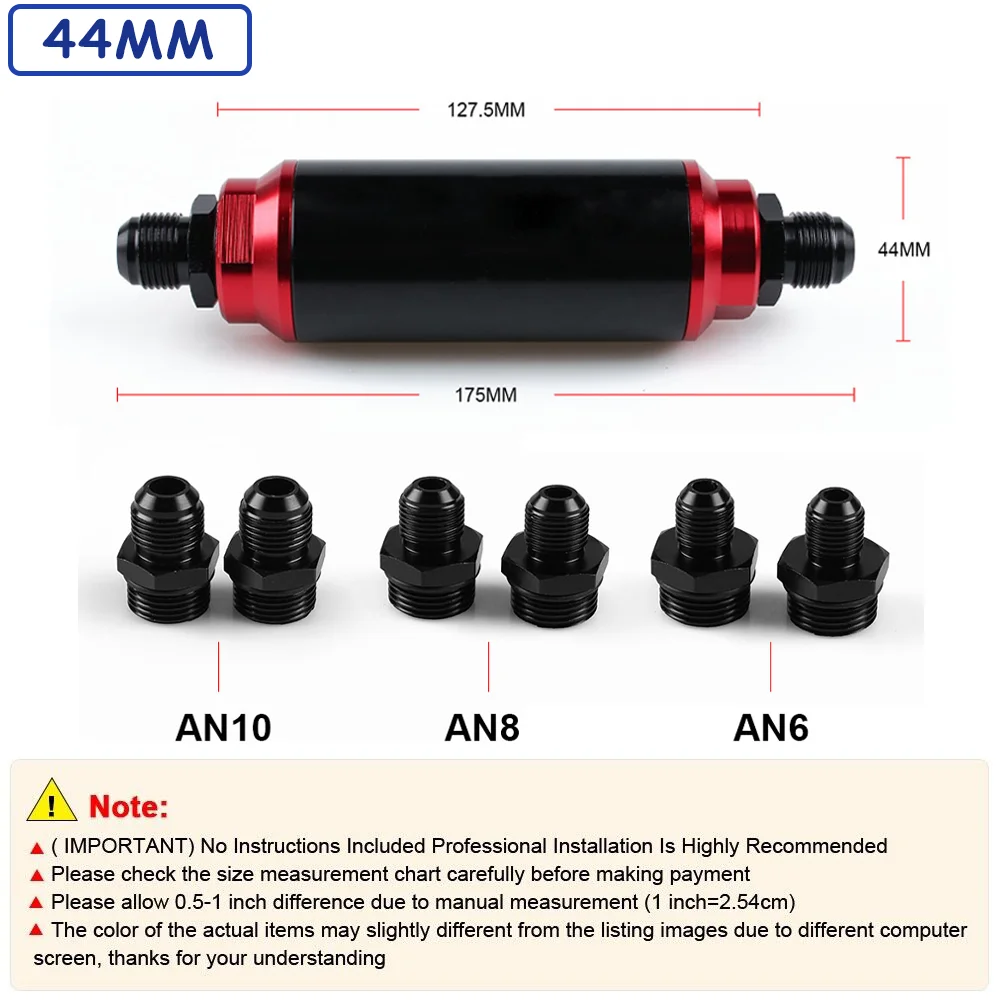 Filtro de combustible en línea de aluminio con adaptador AN universal - imagen 4