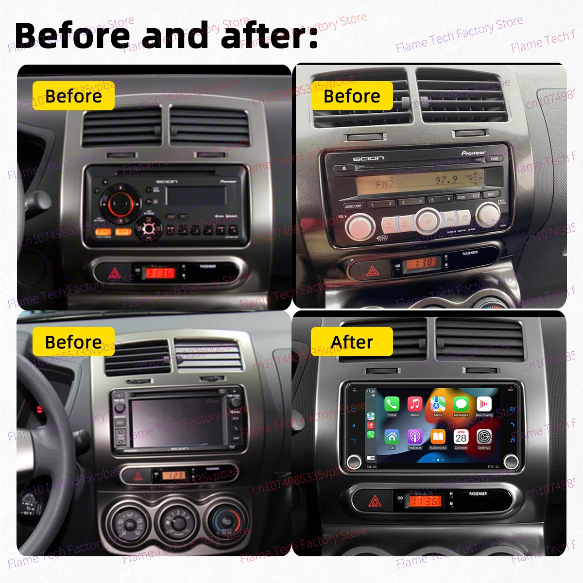 Radio 2 DIN con CarPlay, Android Auto y GPS para Scion xD - imagen 2