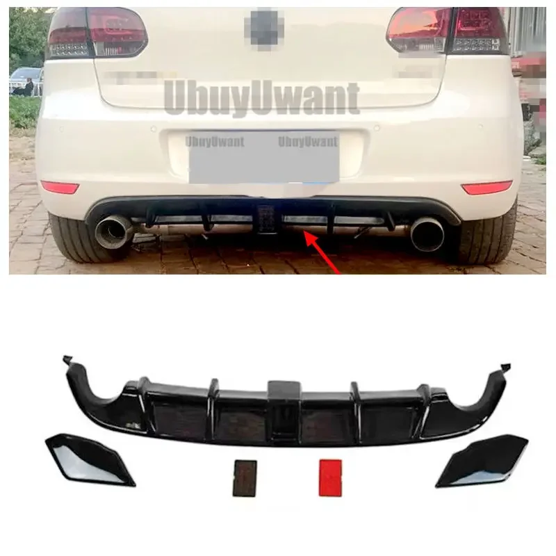 Difusor trasero Golf MK6 GTI negro brillante con divisor 2008-2013 - imagen 4