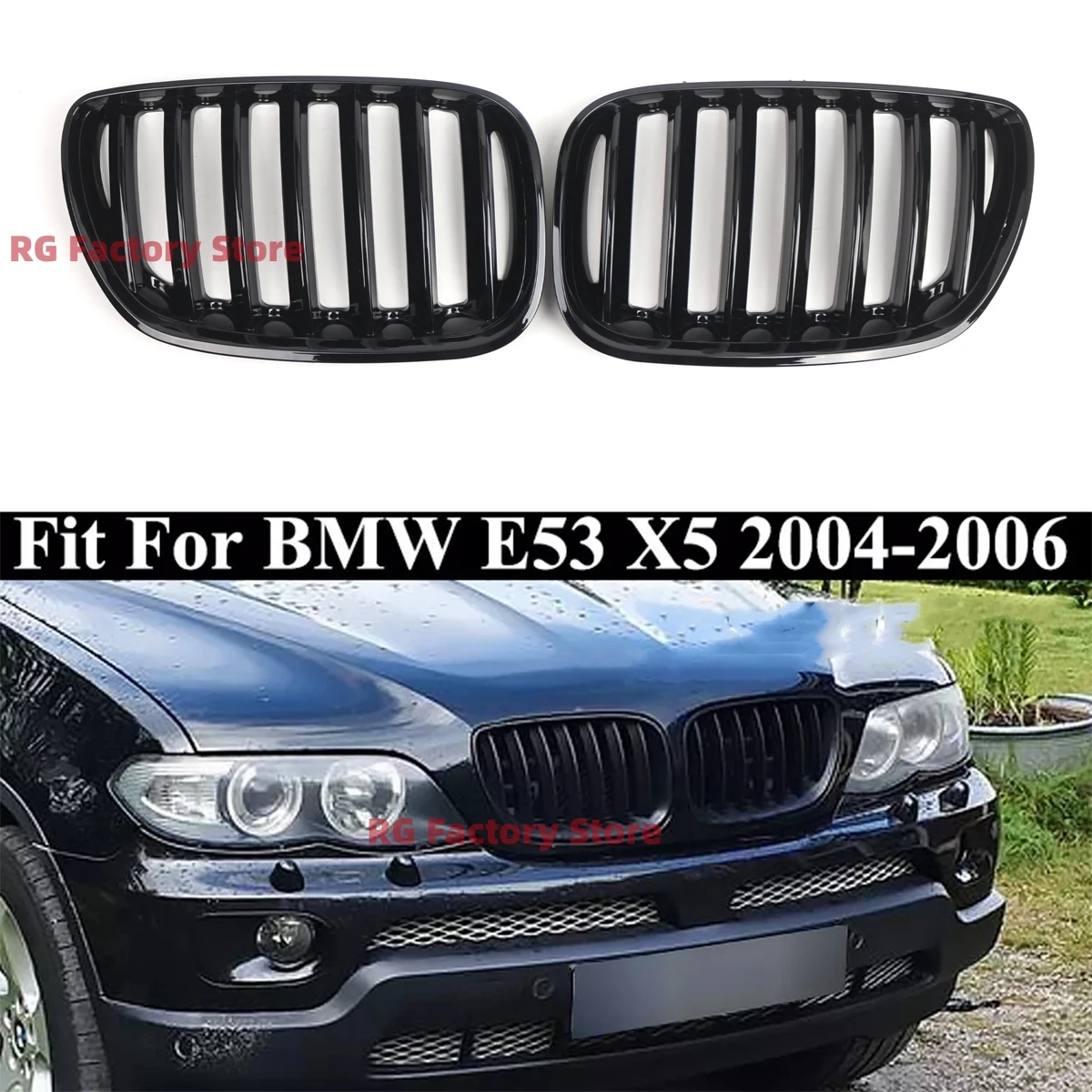Rejilla parachoques delantero negra brillante BMW X5 E53 LCI