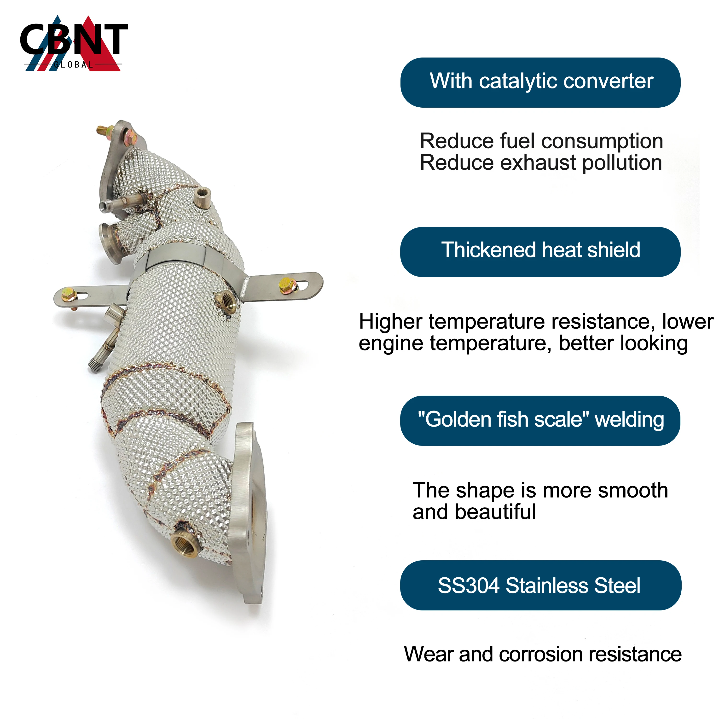 Sistema de escape CBNT, cabezales de escape con protector térmico para Alfa Romeo Giulia Stelvio 2,0 T 2020-2023, bajante catted/sin gato - imagen 2