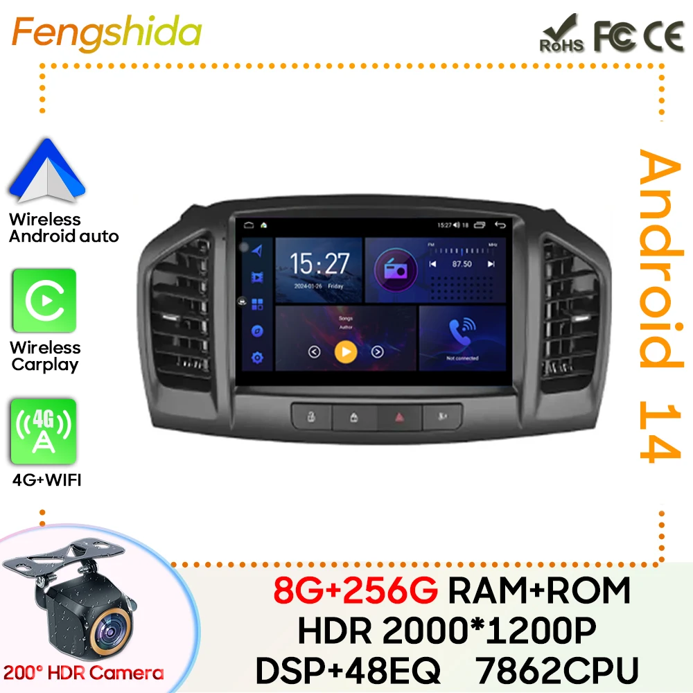 Radio doble DIN con CarPlay y Android Auto para Opel Insignia y Regal