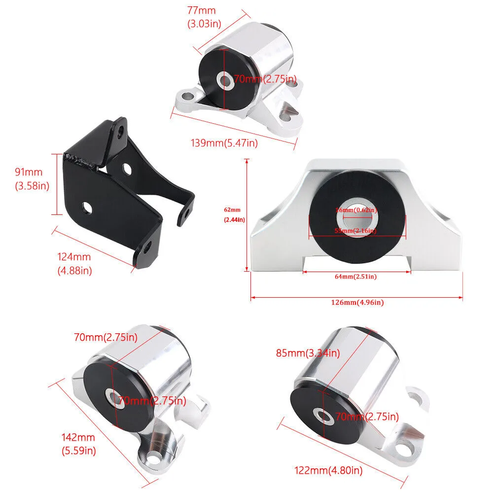 Kit de montaje de motor para Honda Civic EK, vista del conjunto
