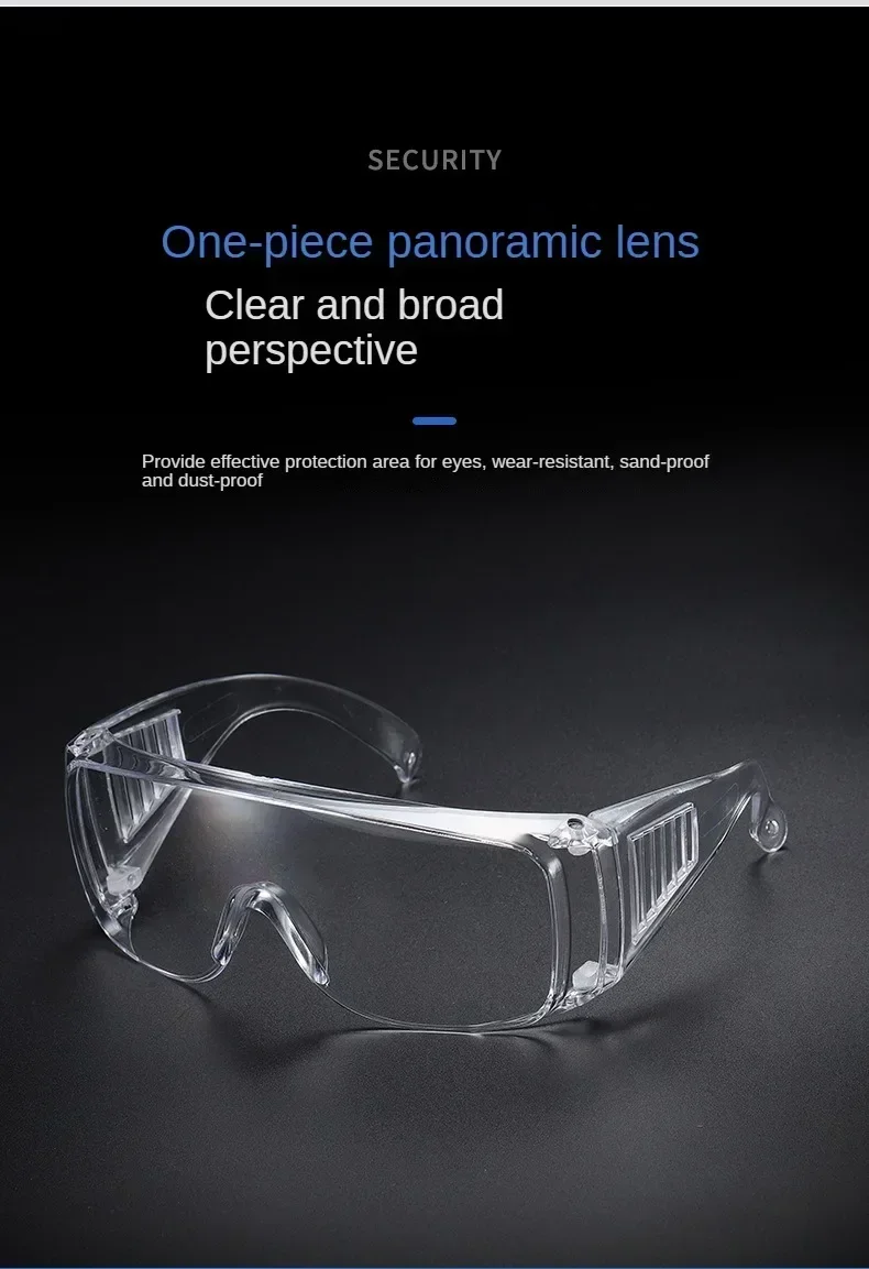 Vista de las gafas protectoras transparentes
