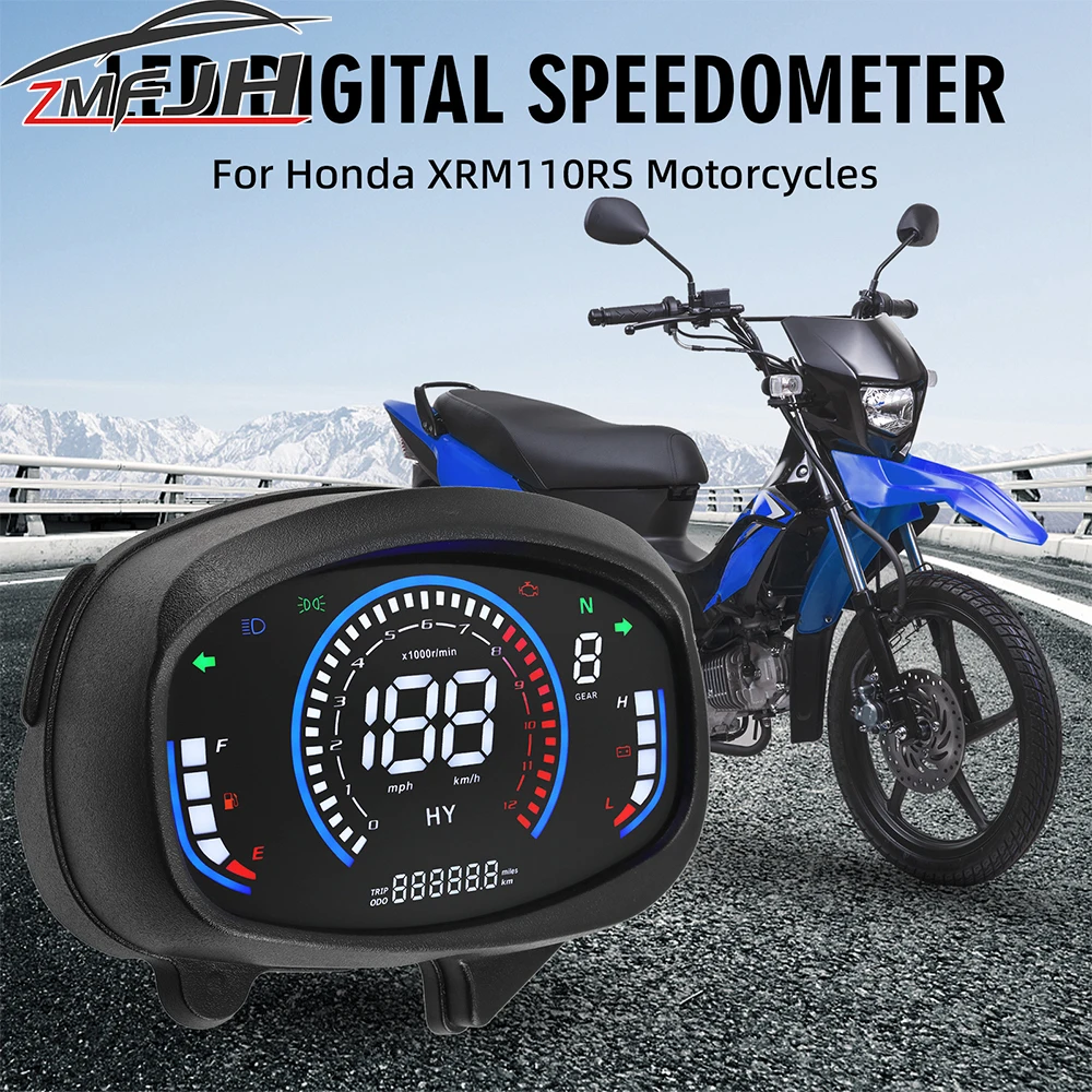 Instrumento LED Digital para motocicleta Honda XRM110RS, velocímetro RPM, nivel de combustible, voltios, velocidad de engranaje, kilometraje, indicador de tablero