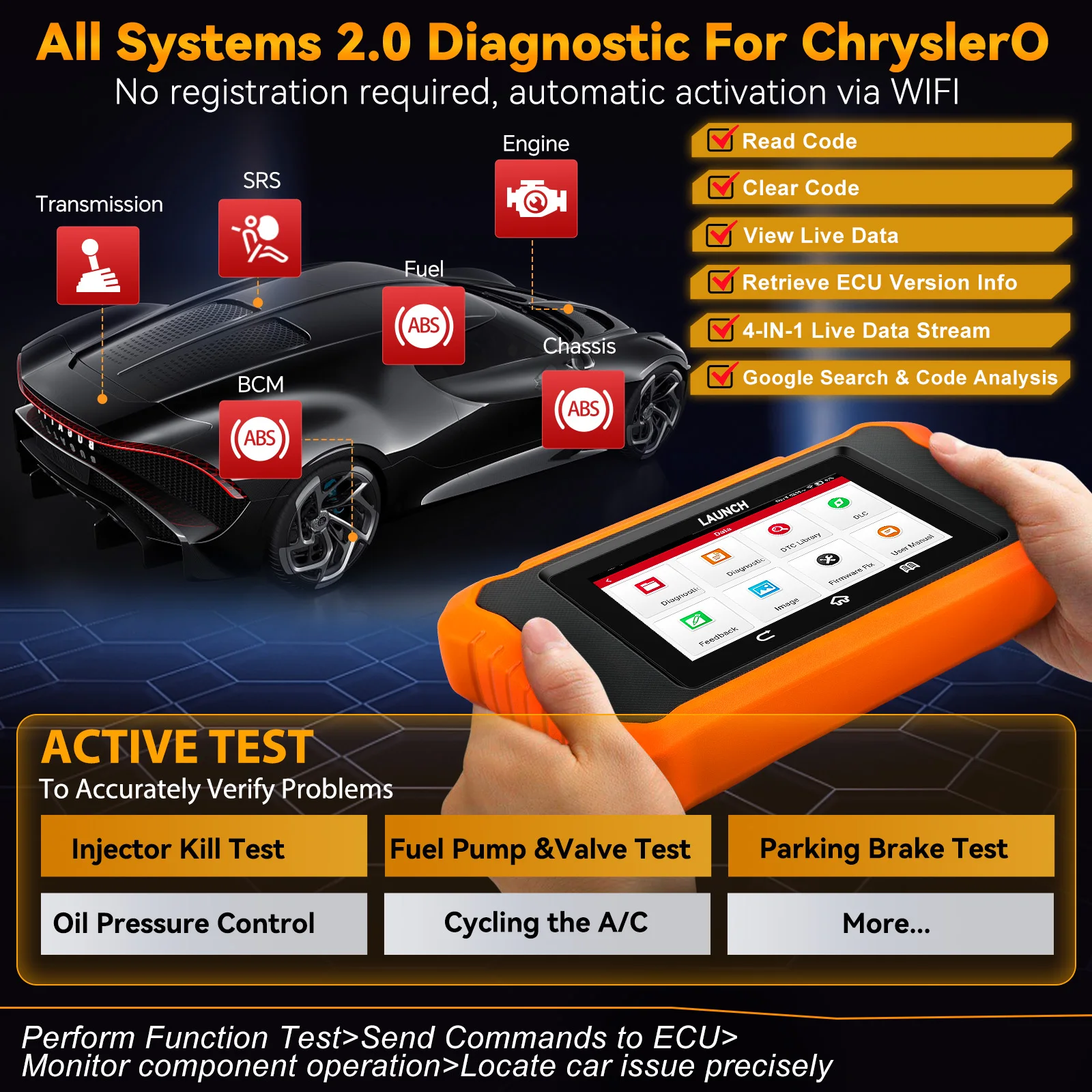 Escáner OBD2 LAUNCH X431 Creader Elite FCA para Chrysler Dodge Jeep - imagen 4