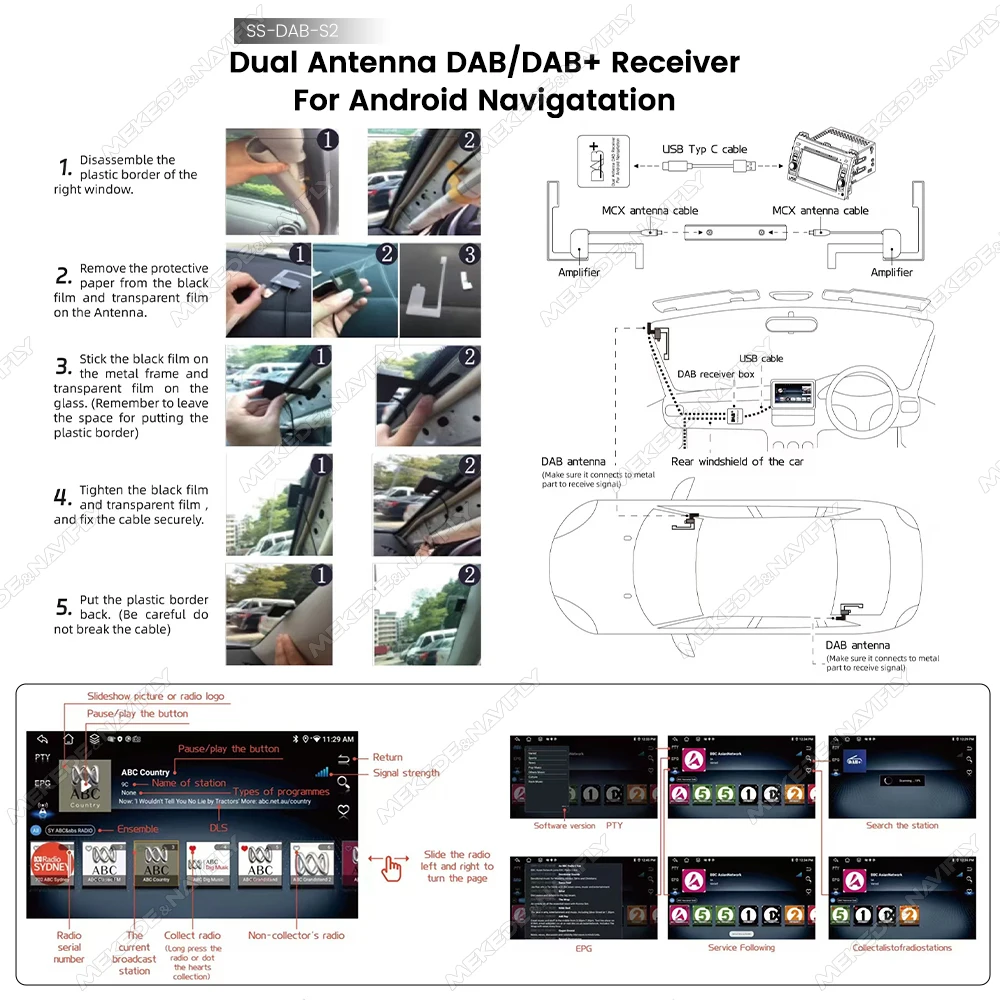 MEKEDE antena DAB dual con adaptador C para radio Android universal - imagen 5