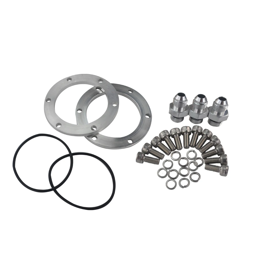 PQY - Tanque de sobretensiones/tanque de sobretensión de combustible de aluminio de doble palanquilla de 3L sin bomba de combustible 044 plateado/negro PQY-TK84 - imagen 2