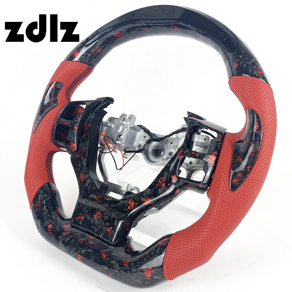 Volante de fibra de carbono forjado rojo con LED para Lexus IS/ES/NX - imagen 3