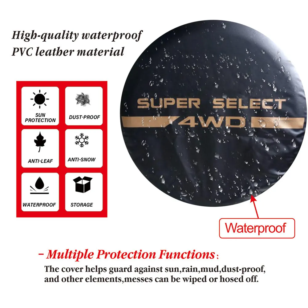 Funda impermeable PVC para neumático de repuesto 4WD – 14'' a 17'' - imagen 5