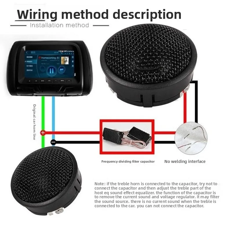 Altavoz de agudos alta frecuencia 12V-24V con condensador para coche - imagen 5