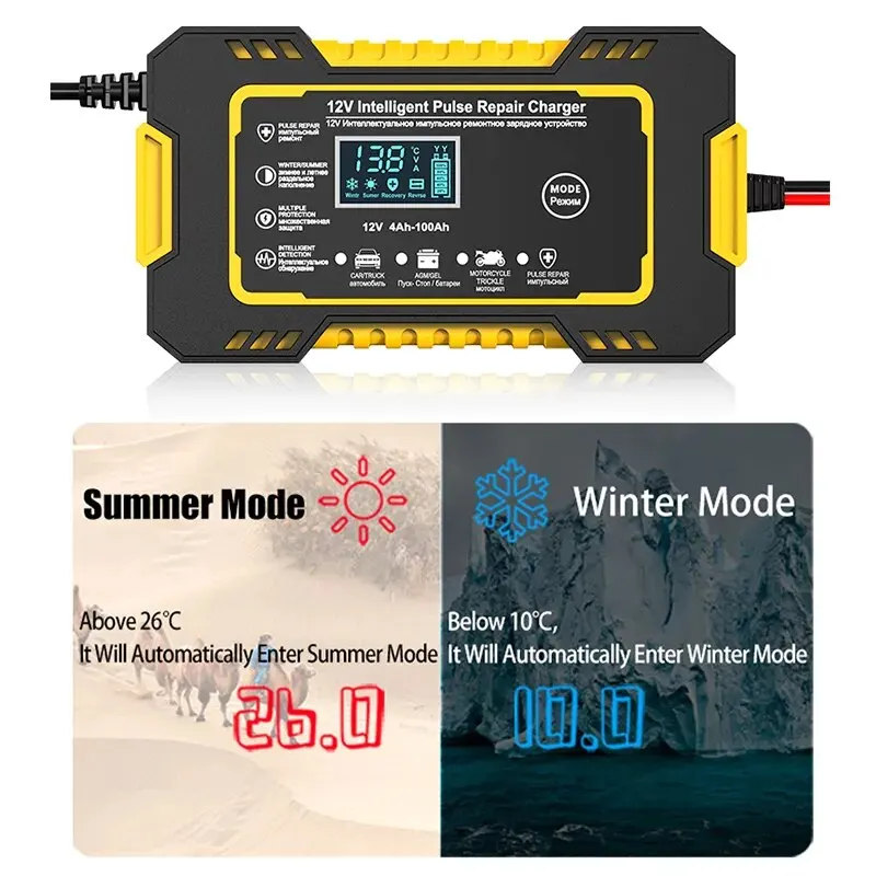 Cargador batería coche 12V 6A automático con pantalla LCD - imagen 5