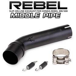 Tubo adaptador modificado de Escape para motocicleta HONDA Rebel 300 Rebel 500 CMX300 CMX500, tubo de enlace medio negro de Escape de 51mm inoxidable