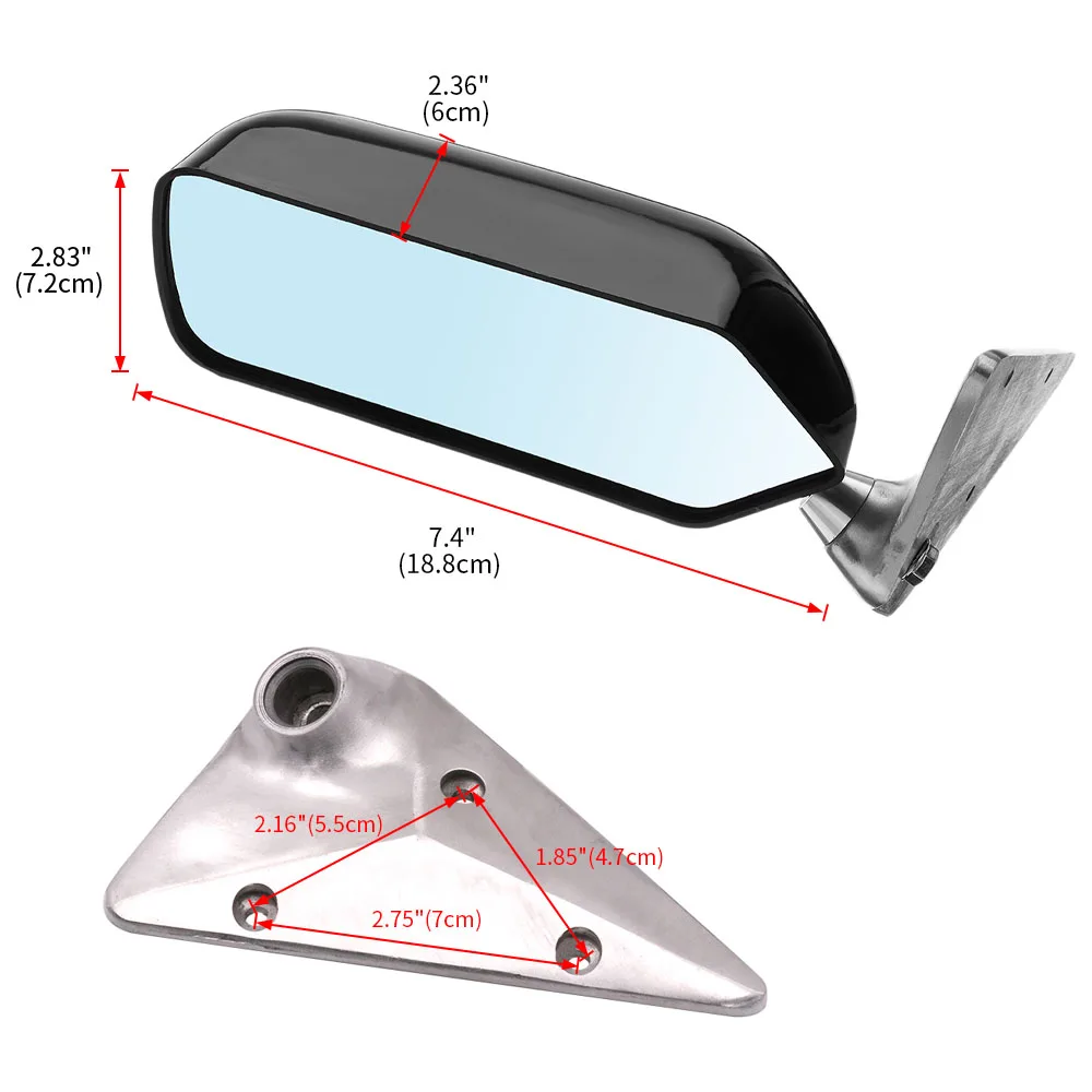 Medidas aproximadas del espejo retrovisor estilo F1