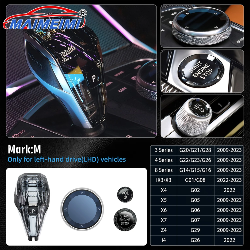 Juego de 4 piezas de perilla de engranaje de cristal, accesorios interiores de coche para BMW X5 G05 /X6 G06/ X7 G07/Z4 G29 2009- 2023