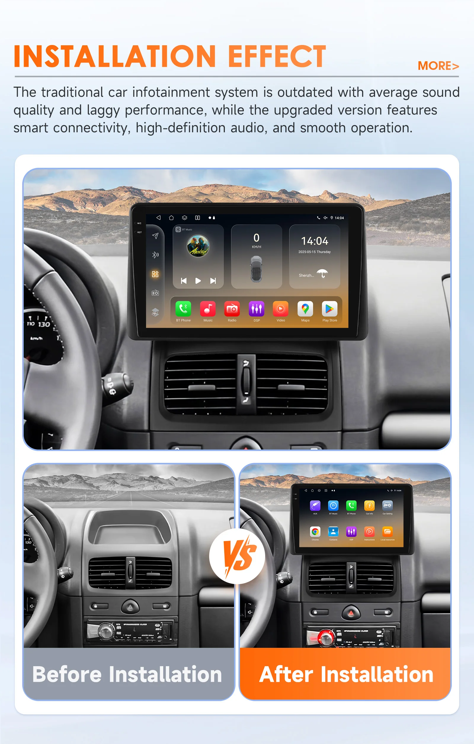 Autorradio Hizpo Android 2 Din con GPS y CarPlay para Renault Clio II - imagen 5