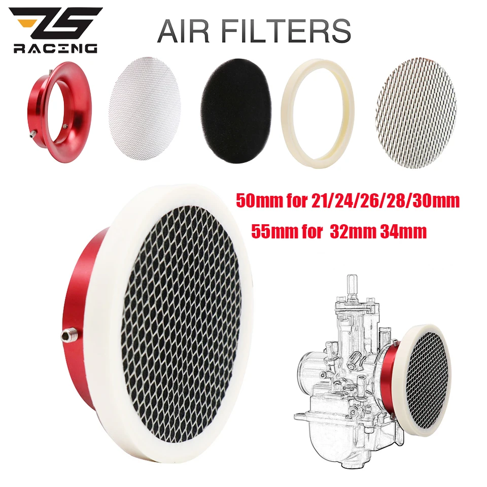 Cono filtro de aire carburador ZS Racing aluminio CNC 21-34 mm
