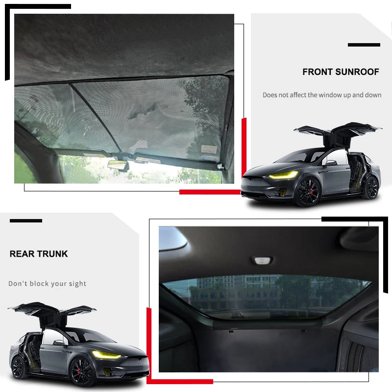 Parasol de malla para techo cristal Tesla Model X delantero y trasero - imagen 5