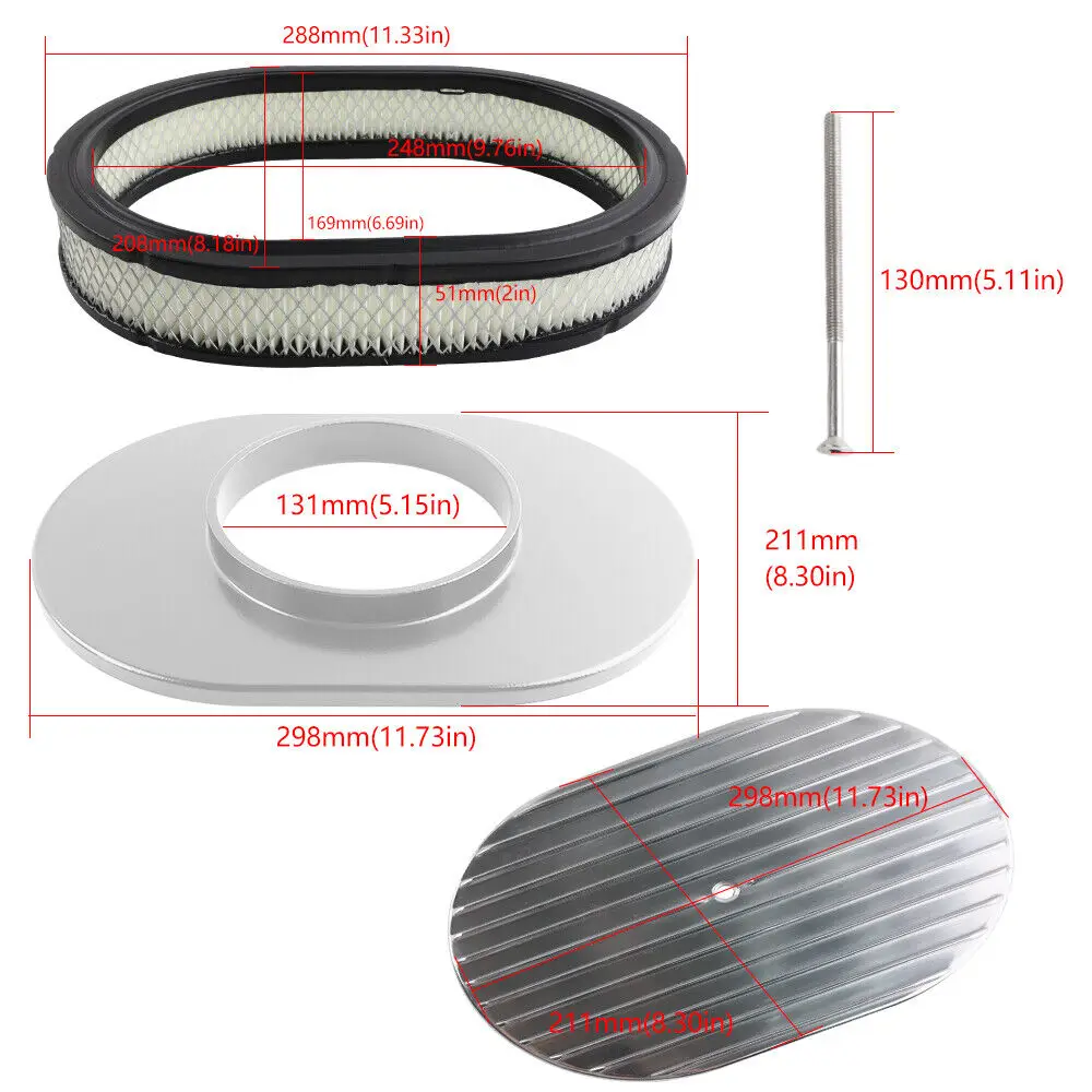 Filtro de aire ovalado de aluminio con aletas para Hot Rod - imagen 3