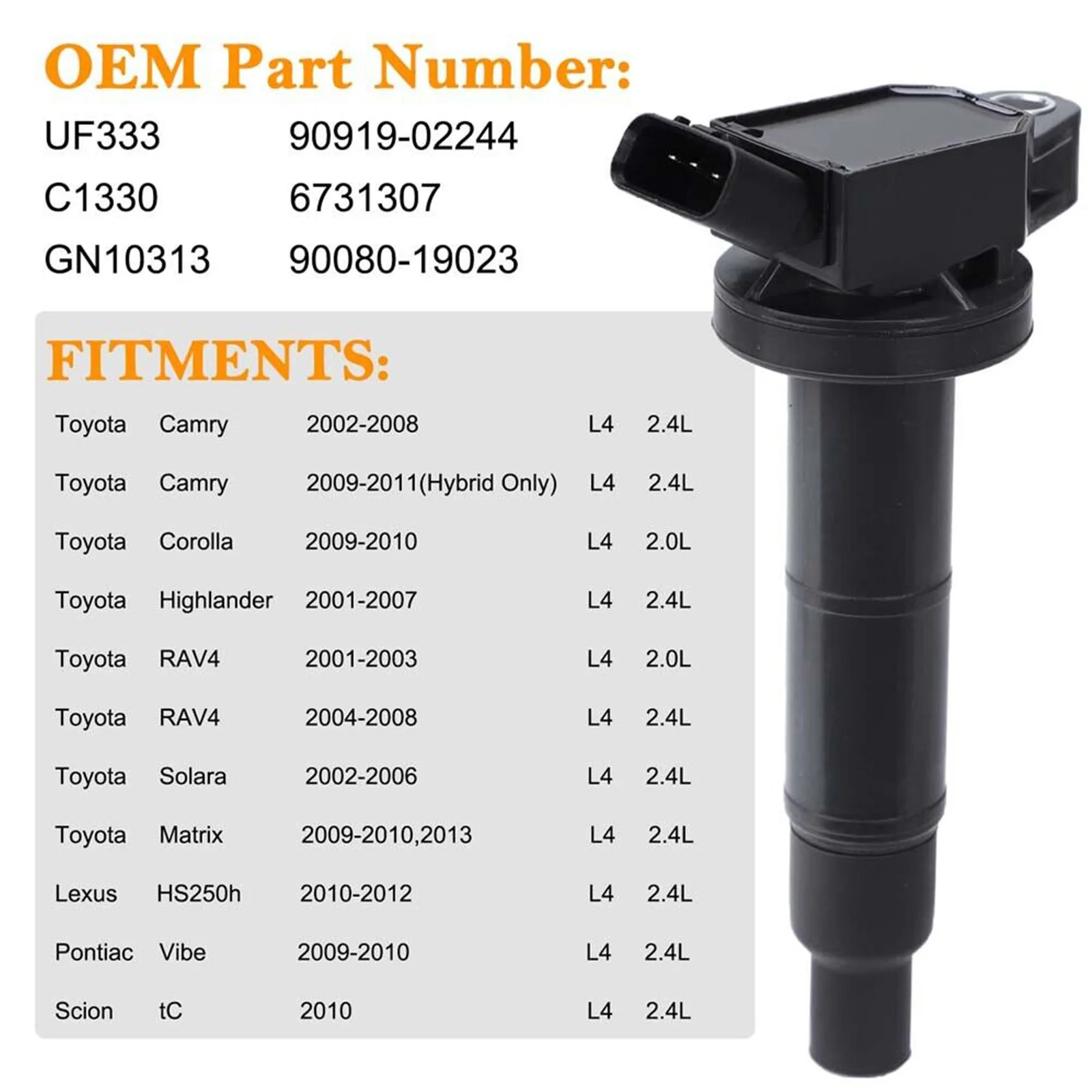 Artudatech UF333 Bobina de encendido con bujía – Toyota Camry 2.4L - imagen 5
