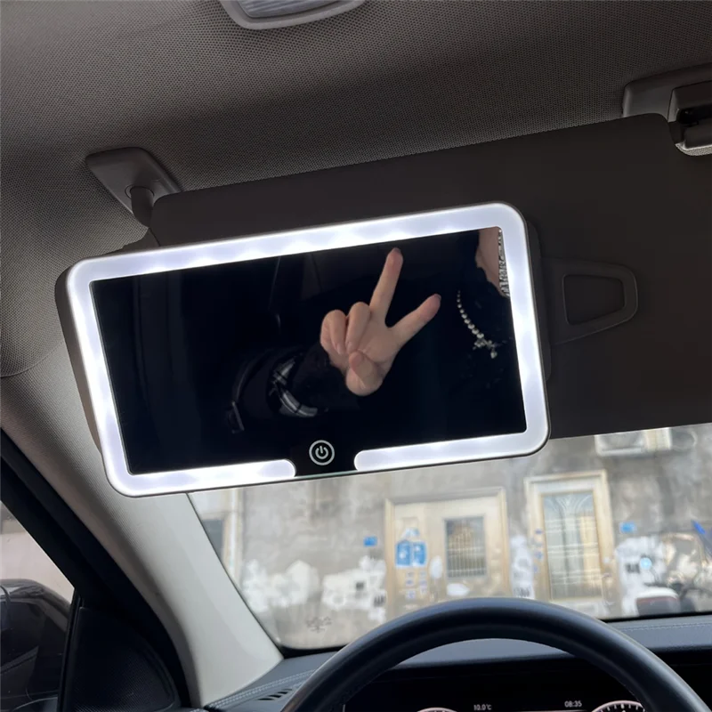 Espejo LED parasol coche con pantalla táctil regulable y 3 modos de luz - imagen 2