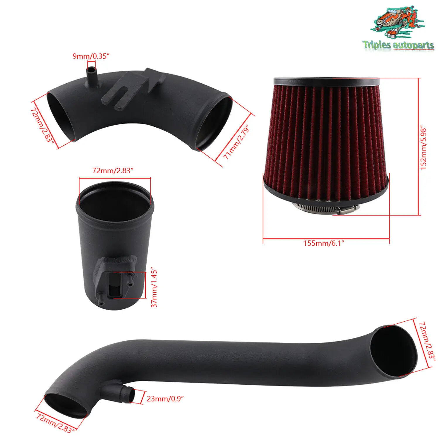 Kit admisión aire frío VW Golf GTI/R y Audi A3/S3 2.0 TSI EA888 - imagen 3