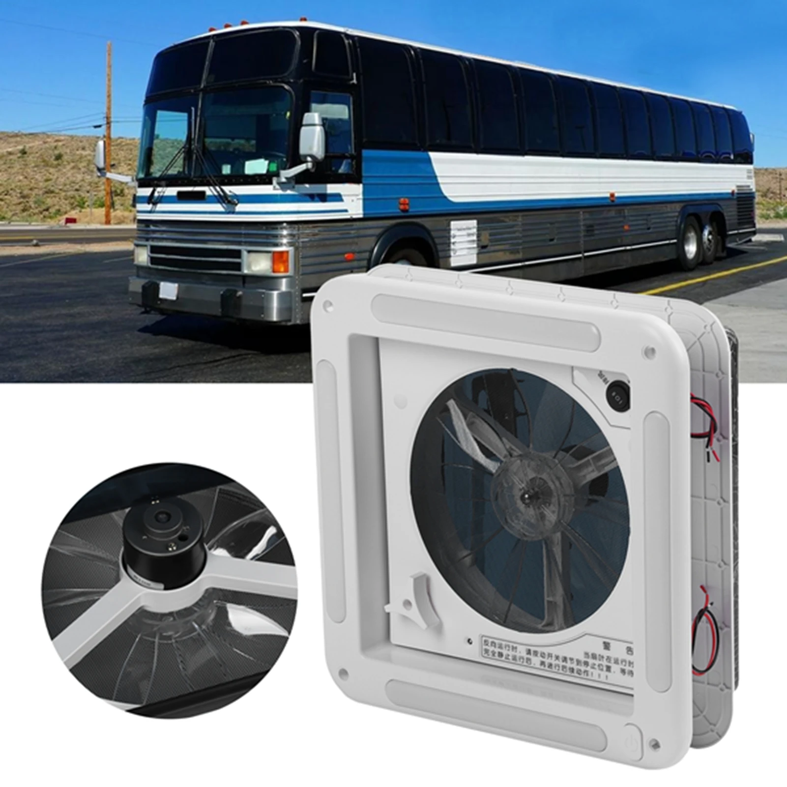 Ventilador de techo para autocaravana 12V con luz LED 2 vías