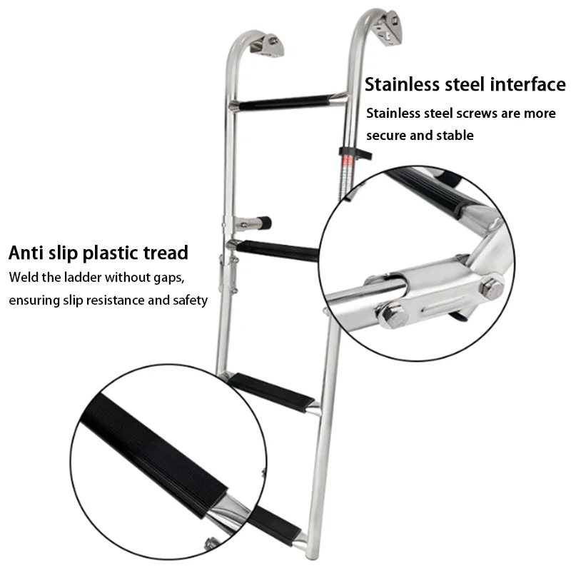 Escalera plegable marina 3 escalones acero inoxidable – Para pontón y barco - imagen 5